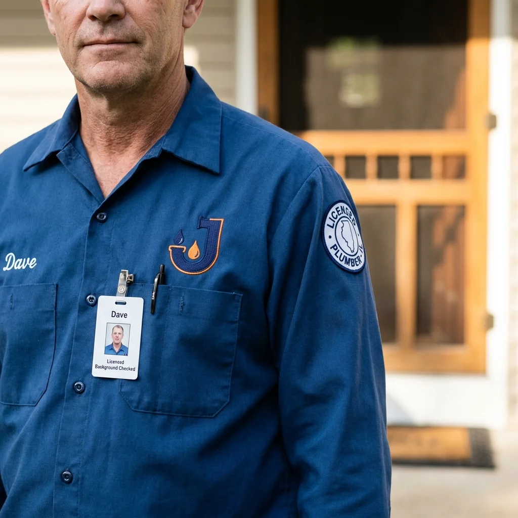 Licensed plumber showing ID badge in Odon, IN