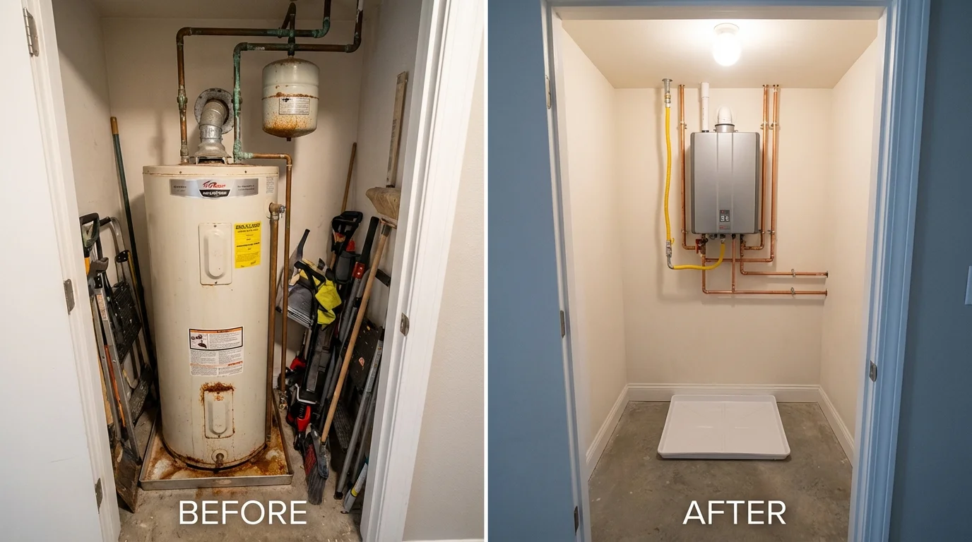 Tank water heater versus wall-mounted tankless unit comparison for Odon, IN homeowners
